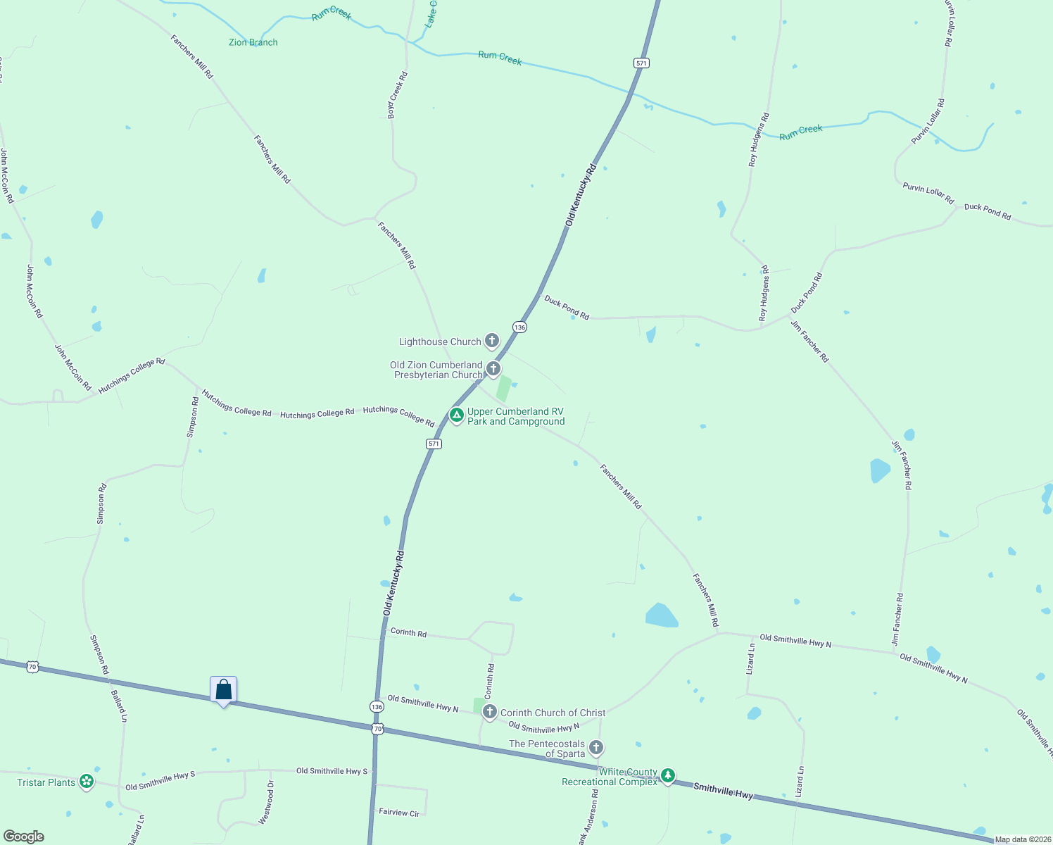 map of restaurants, bars, coffee shops, grocery stores, and more near 1083 Fanchers Mill Road in Sparta