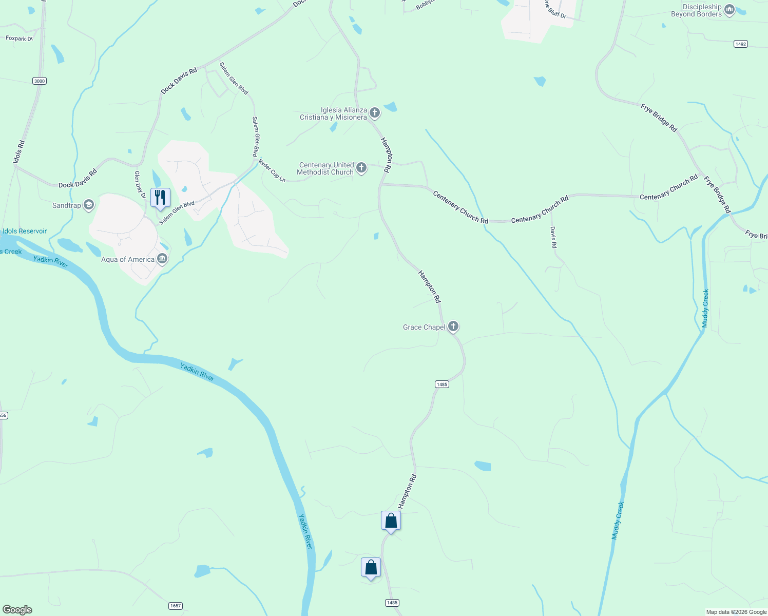 map of restaurants, bars, coffee shops, grocery stores, and more near 201 Alex Hayes Road in Clemmons