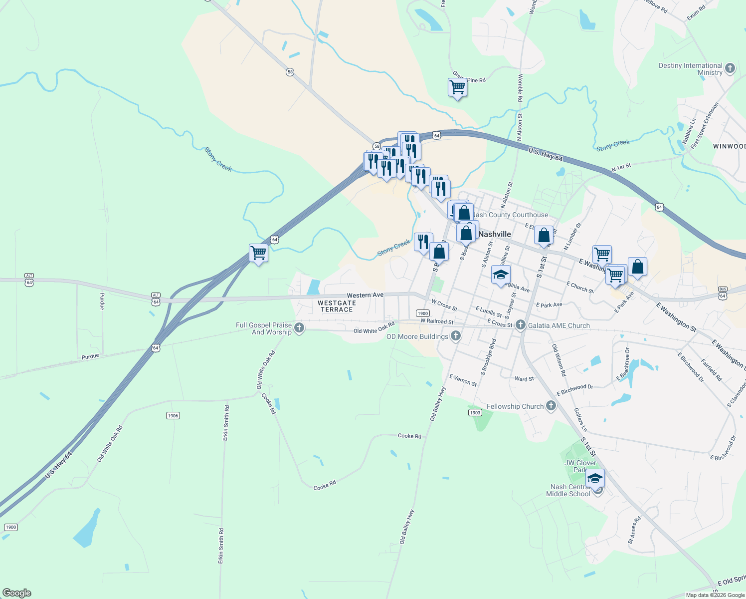 map of restaurants, bars, coffee shops, grocery stores, and more near 607 Western Avenue in Nashville