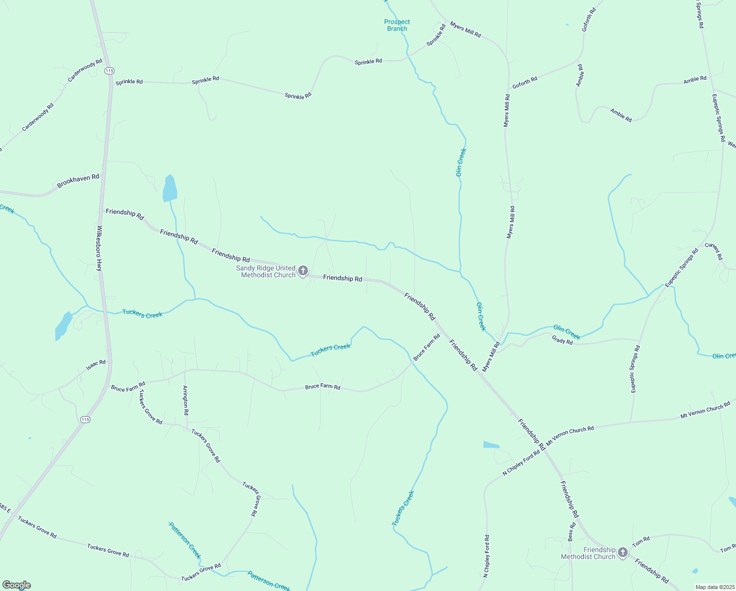 map of restaurants, bars, coffee shops, grocery stores, and more near 1421 Friendship Road in Statesville