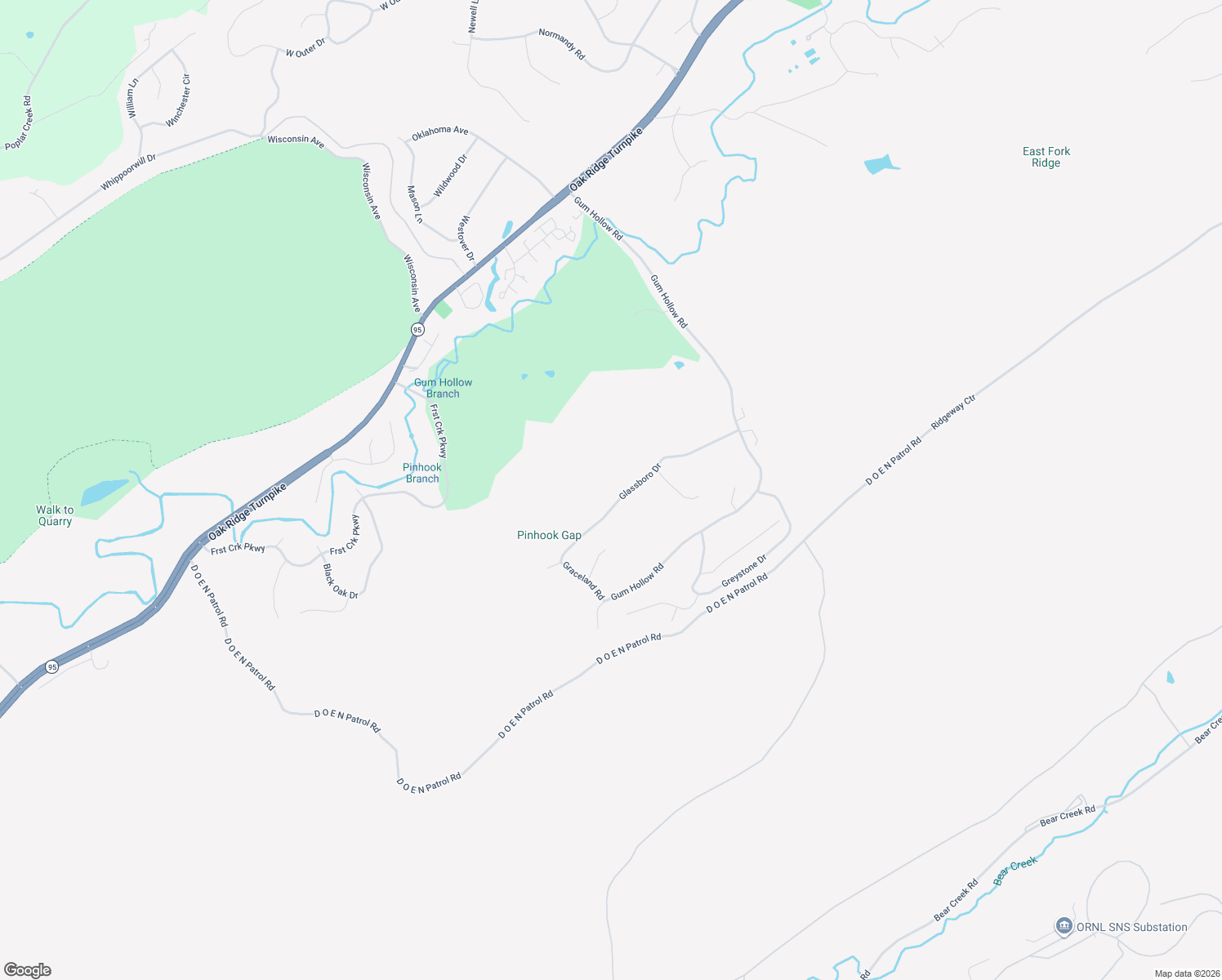 map of restaurants, bars, coffee shops, grocery stores, and more near 146 Glassboro Drive in Oak Ridge