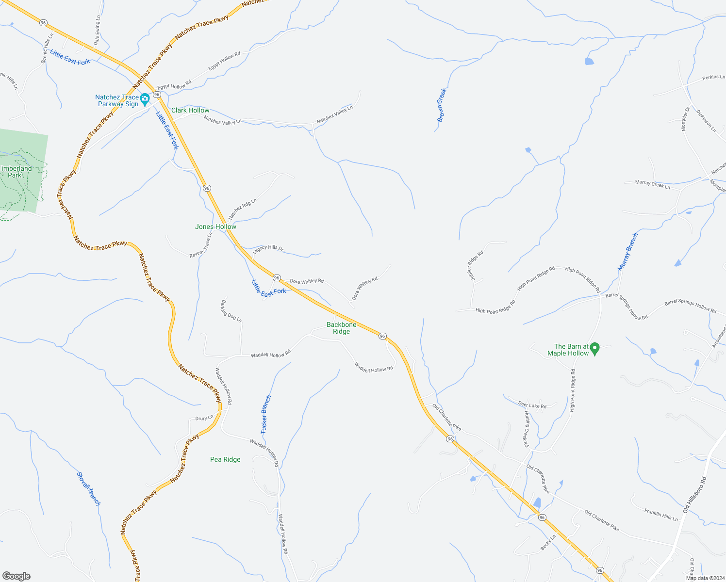 map of restaurants, bars, coffee shops, grocery stores, and more near 1136 Dora Whitley Road in Franklin