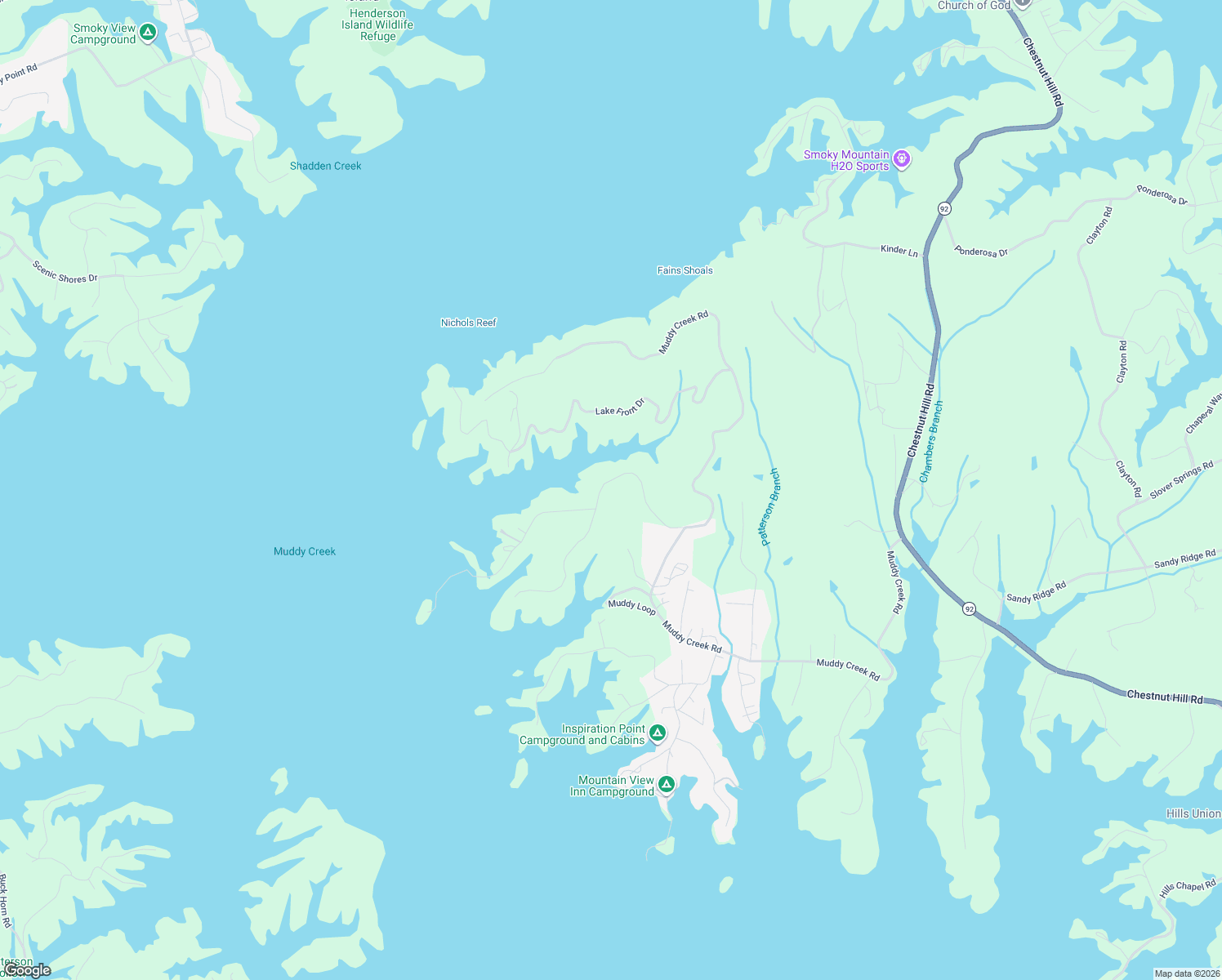 map of restaurants, bars, coffee shops, grocery stores, and more near 1204 Paradise Lane in Dandridge