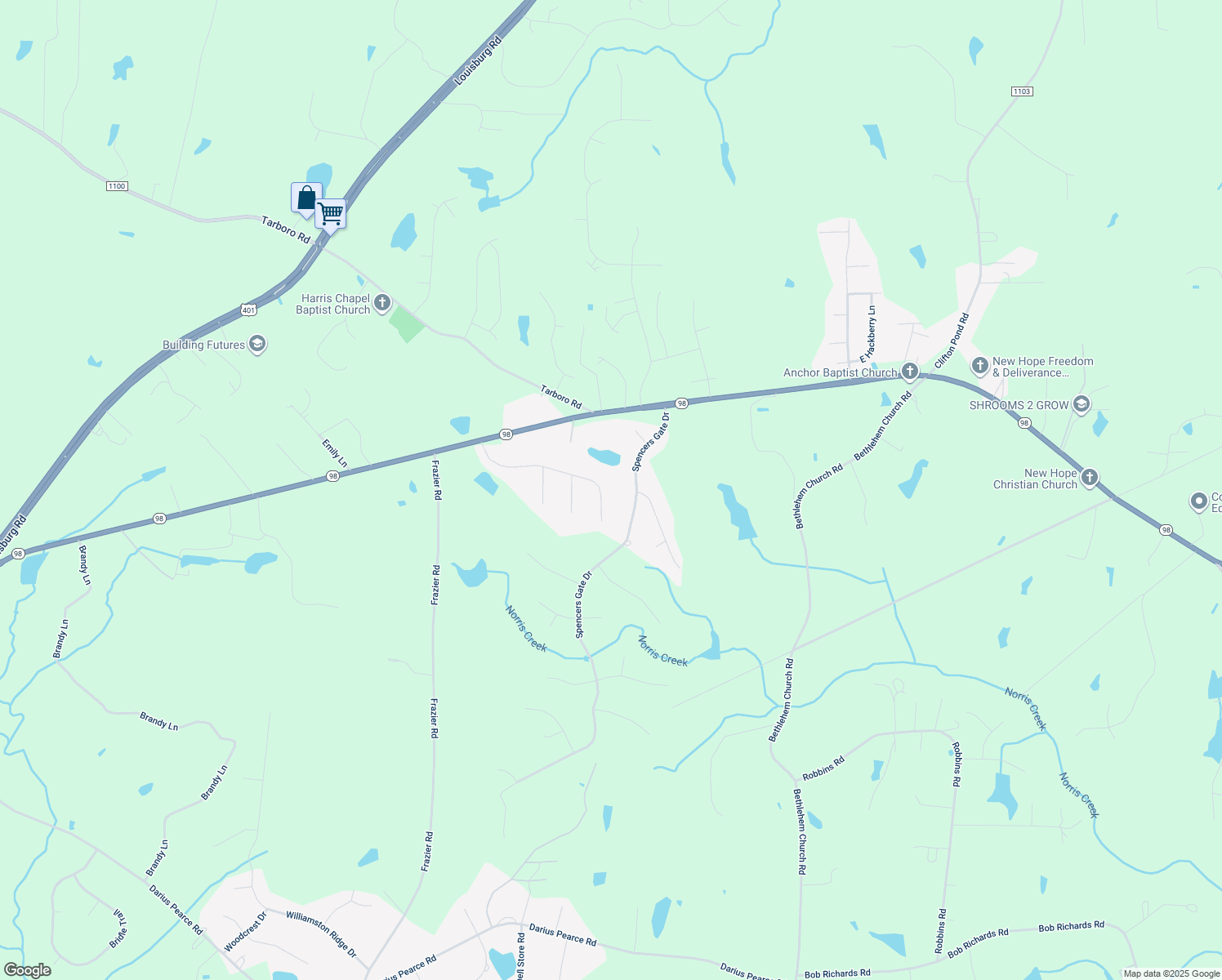 map of restaurants, bars, coffee shops, grocery stores, and more near 185 Kent Street in Youngsville