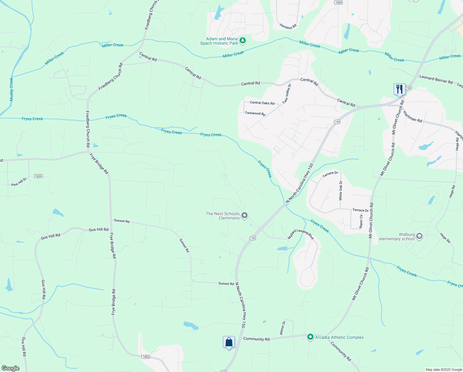 map of restaurants, bars, coffee shops, grocery stores, and more near 888 Goodwill Road in Clemmons