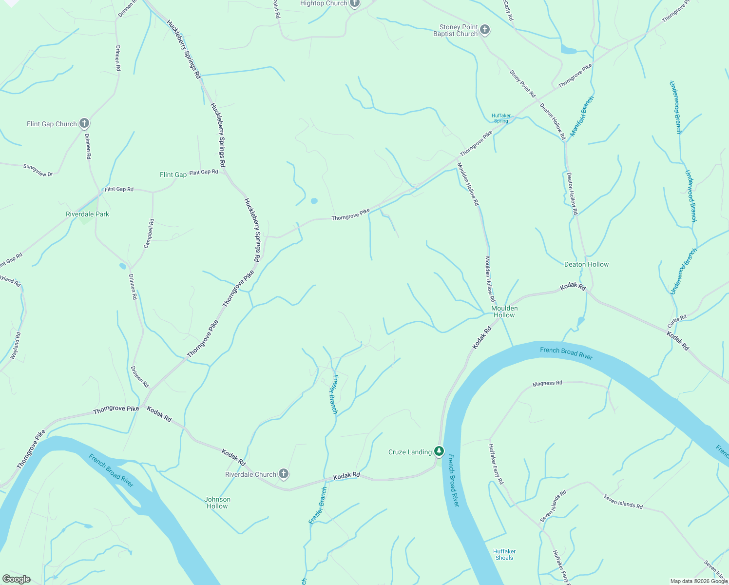 map of restaurants, bars, coffee shops, grocery stores, and more near 2402 Bella Vista Lane in Knoxville