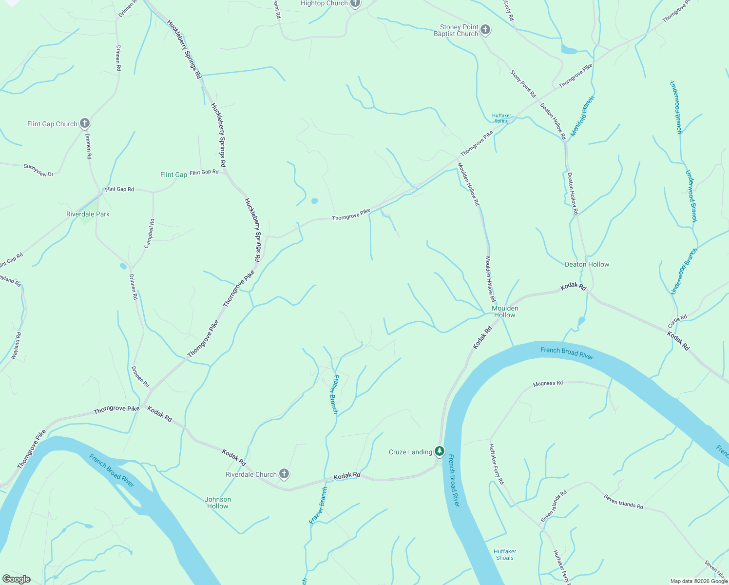 map of restaurants, bars, coffee shops, grocery stores, and more near 2402 Bella Vista Lane in Knoxville