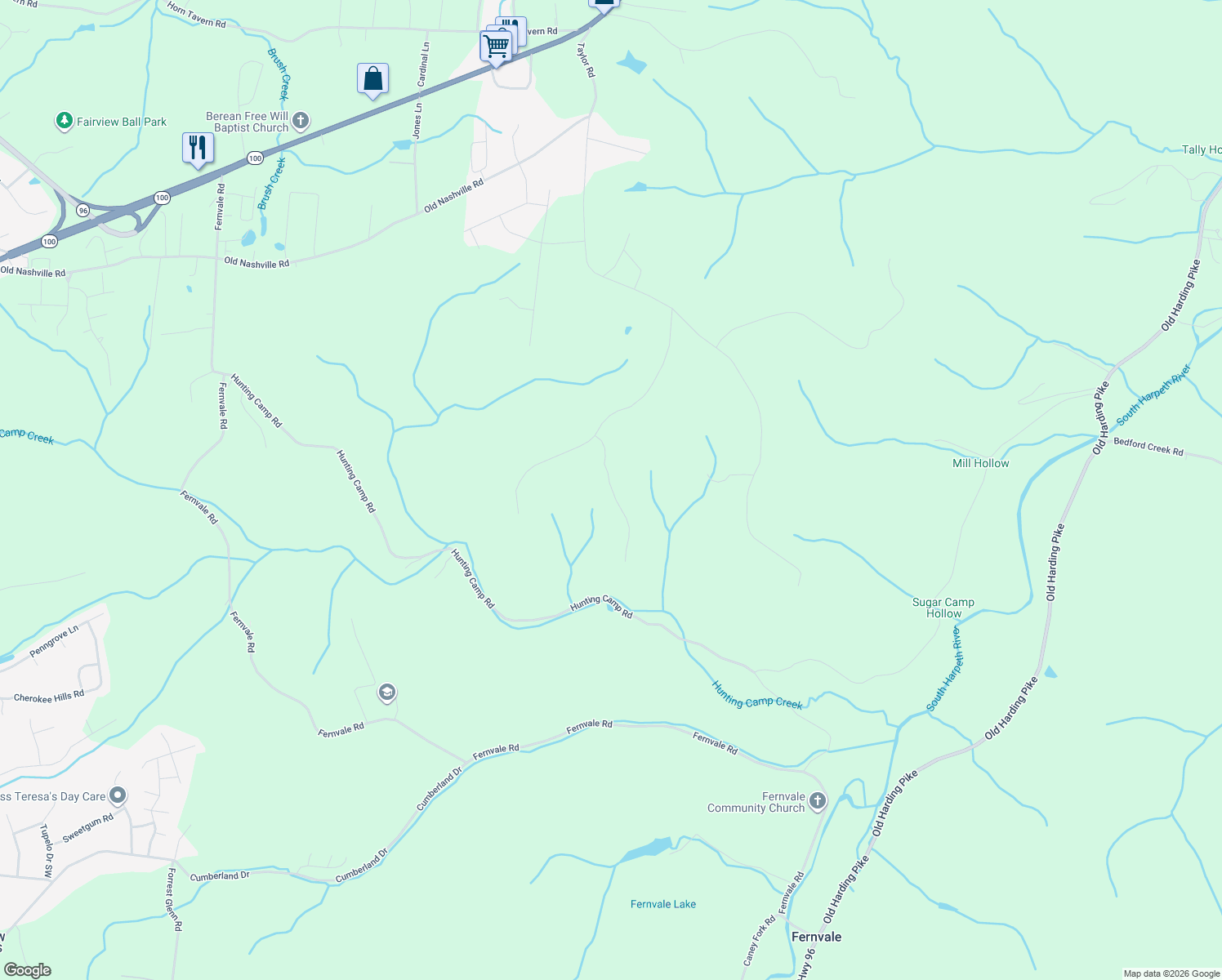 map of restaurants, bars, coffee shops, grocery stores, and more near 7156 Carter Road in Fairview