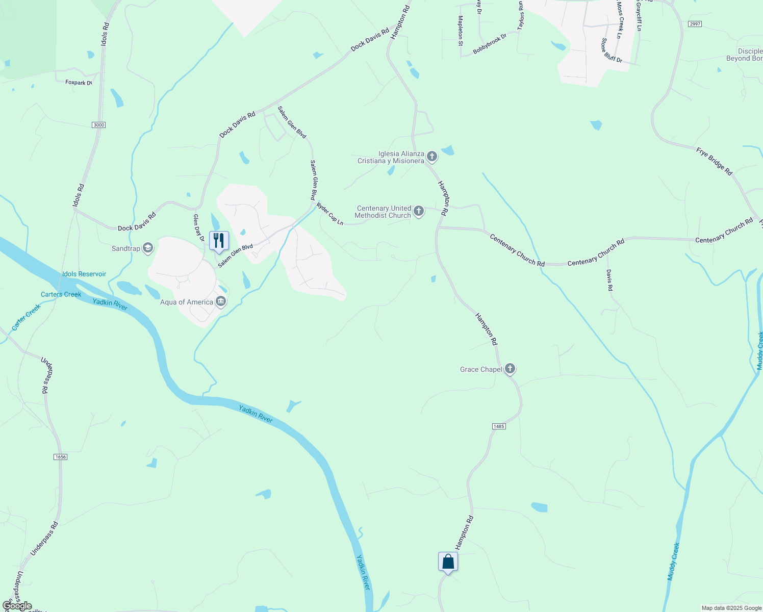 map of restaurants, bars, coffee shops, grocery stores, and more near Tall Tree Road in Davidson County