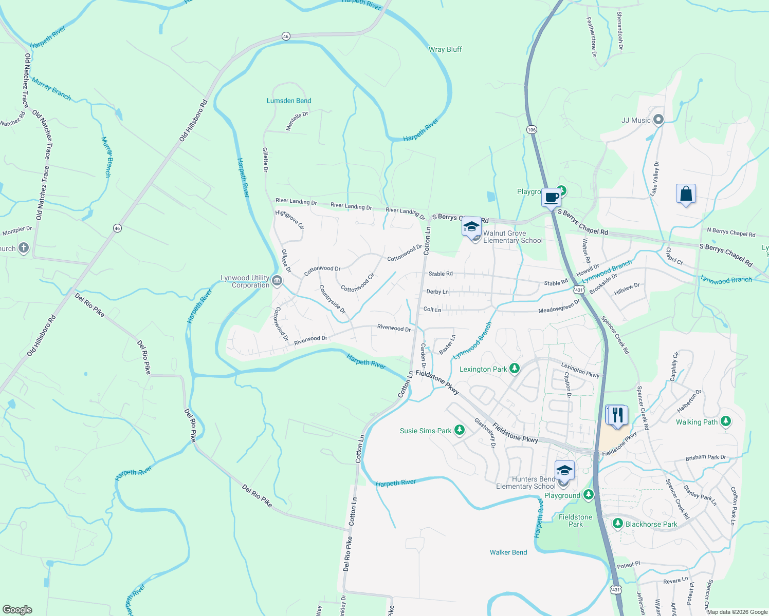 map of restaurants, bars, coffee shops, grocery stores, and more near 210 Heather Dr in Franklin