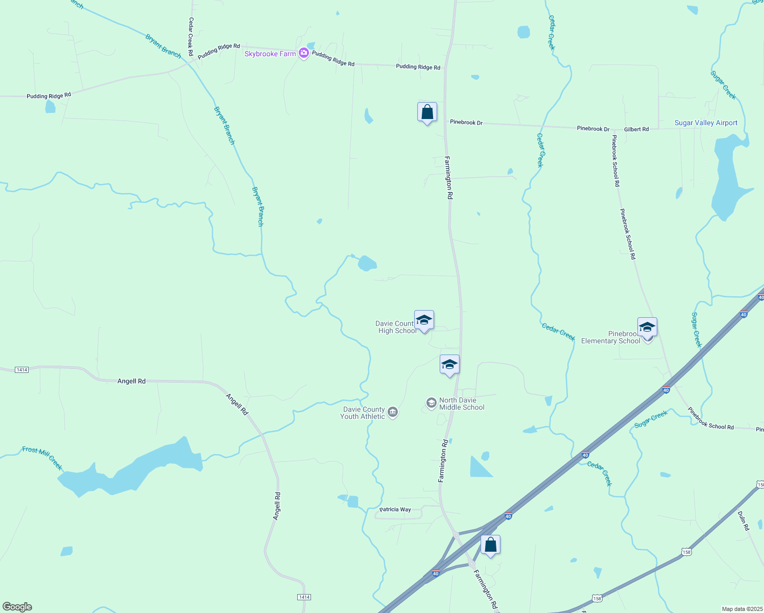 map of restaurants, bars, coffee shops, grocery stores, and more near 222 Rocky Dale Lane in Mocksville
