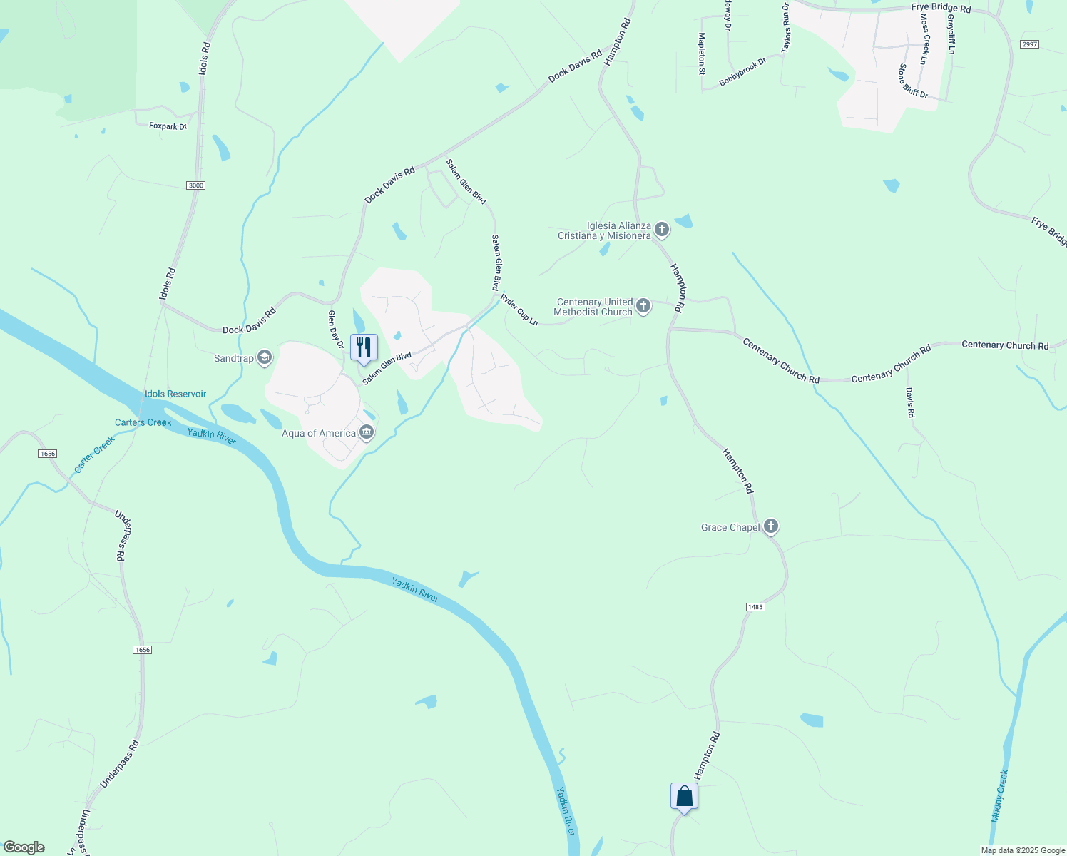 map of restaurants, bars, coffee shops, grocery stores, and more near 1174 Muirfield Avenue in Clemmons