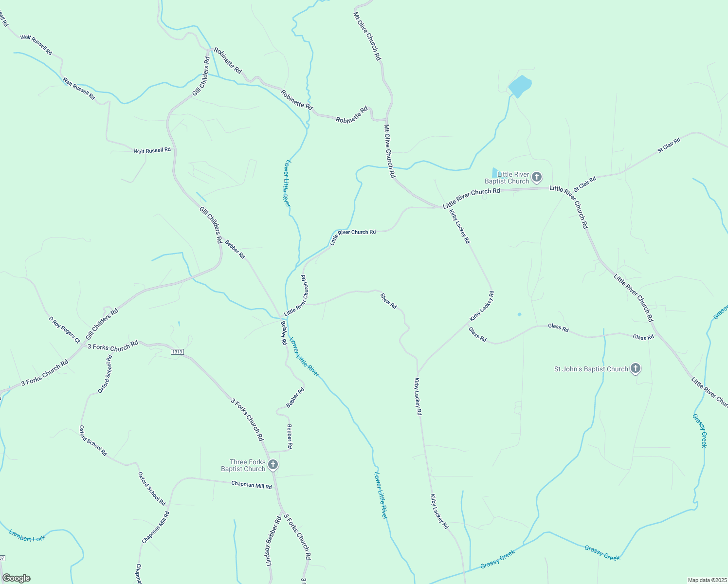 map of restaurants, bars, coffee shops, grocery stores, and more near Shew Road in Alexander County