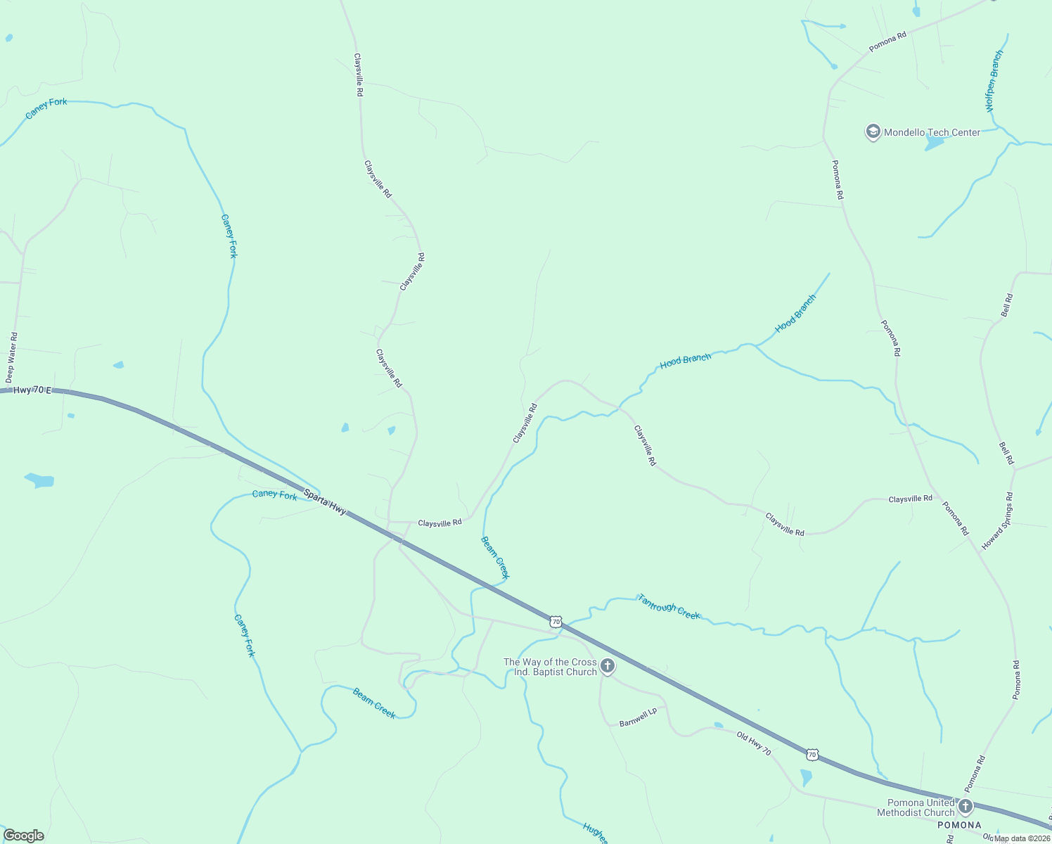map of restaurants, bars, coffee shops, grocery stores, and more near 1639 Claysville Road in Crossville