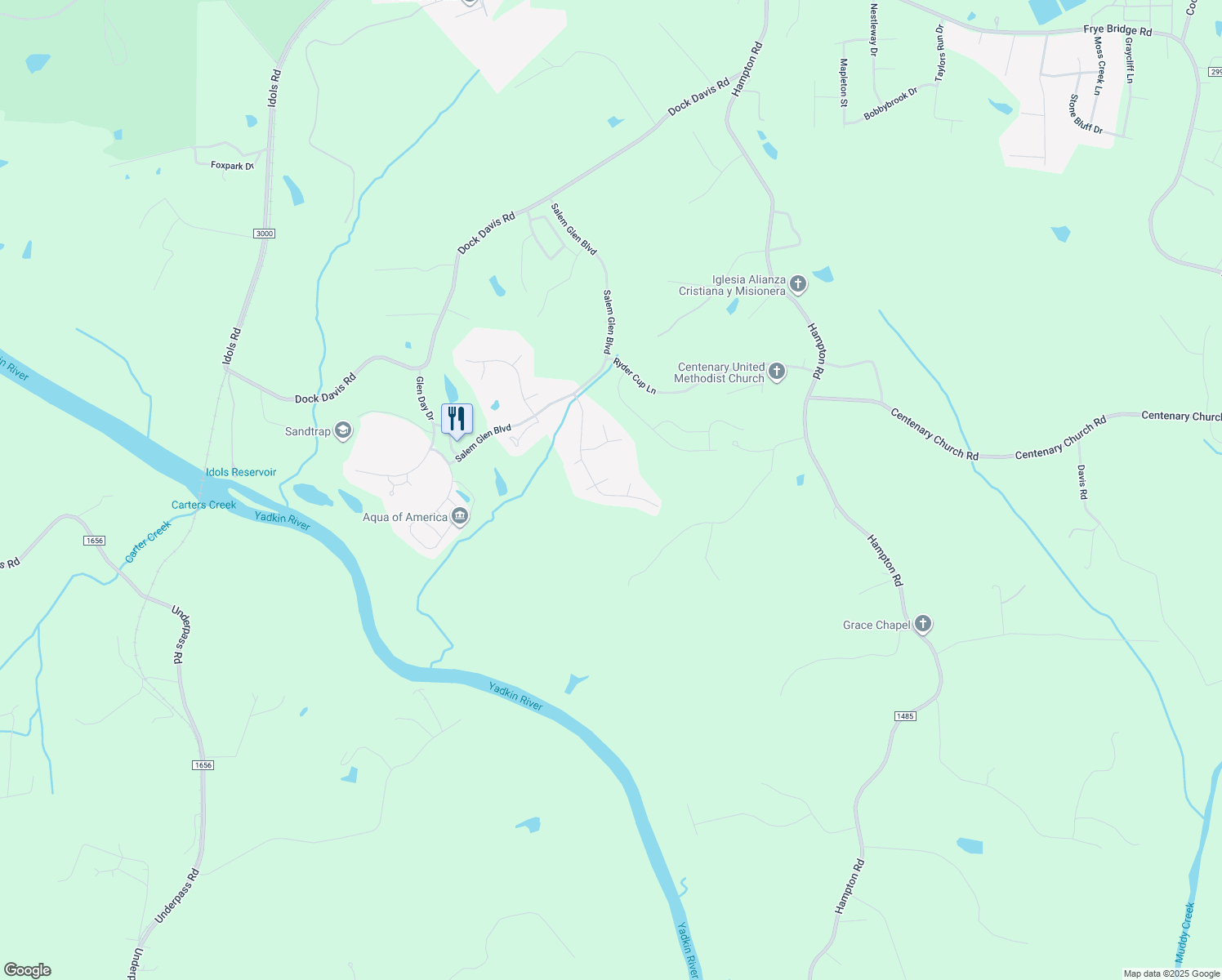 map of restaurants, bars, coffee shops, grocery stores, and more near 1063 Muirfield Avenue in Clemmons