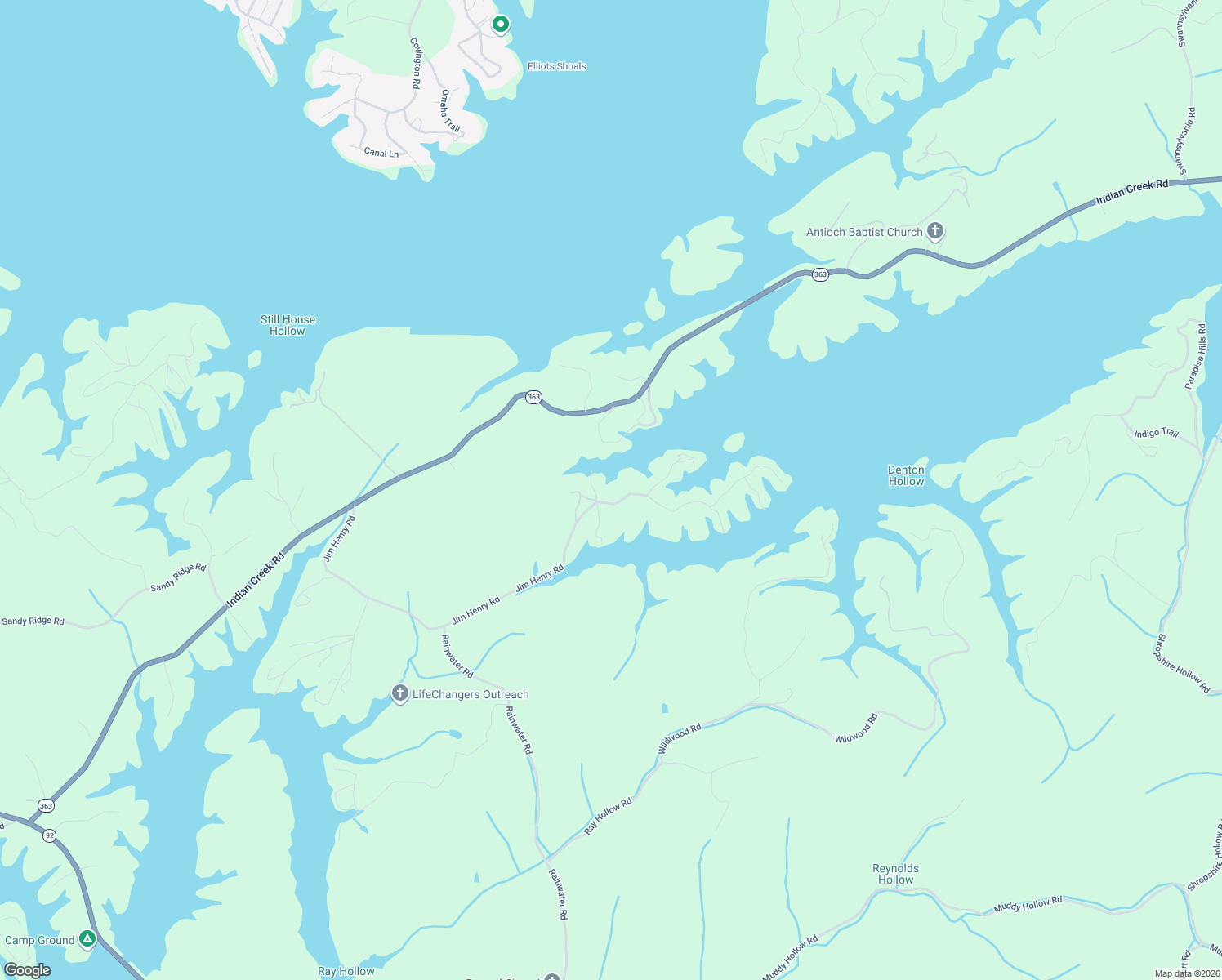 map of restaurants, bars, coffee shops, grocery stores, and more near 2476 Jim Henry Road in Dandridge