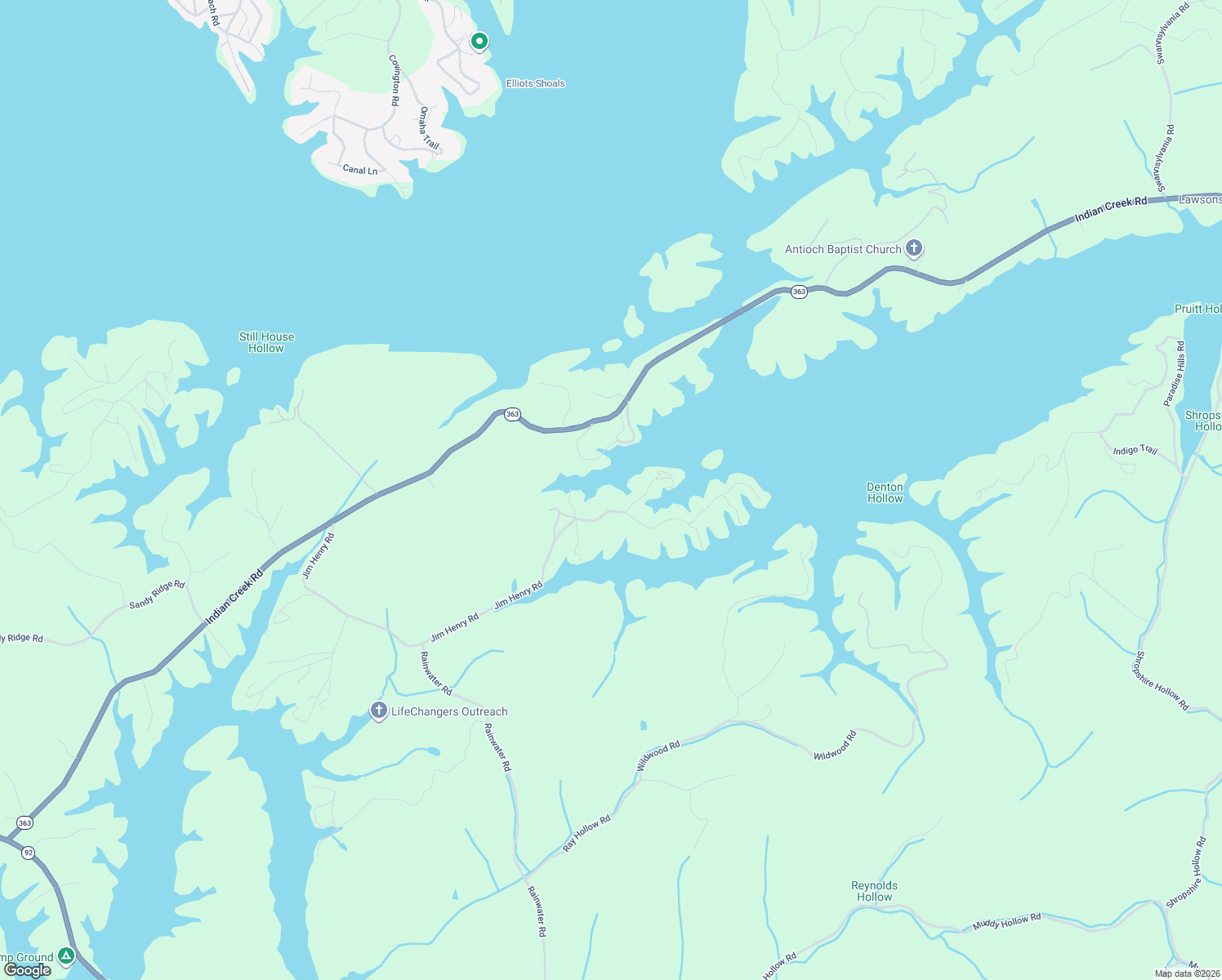 map of restaurants, bars, coffee shops, grocery stores, and more near 2476 Jim Henry Road in Dandridge