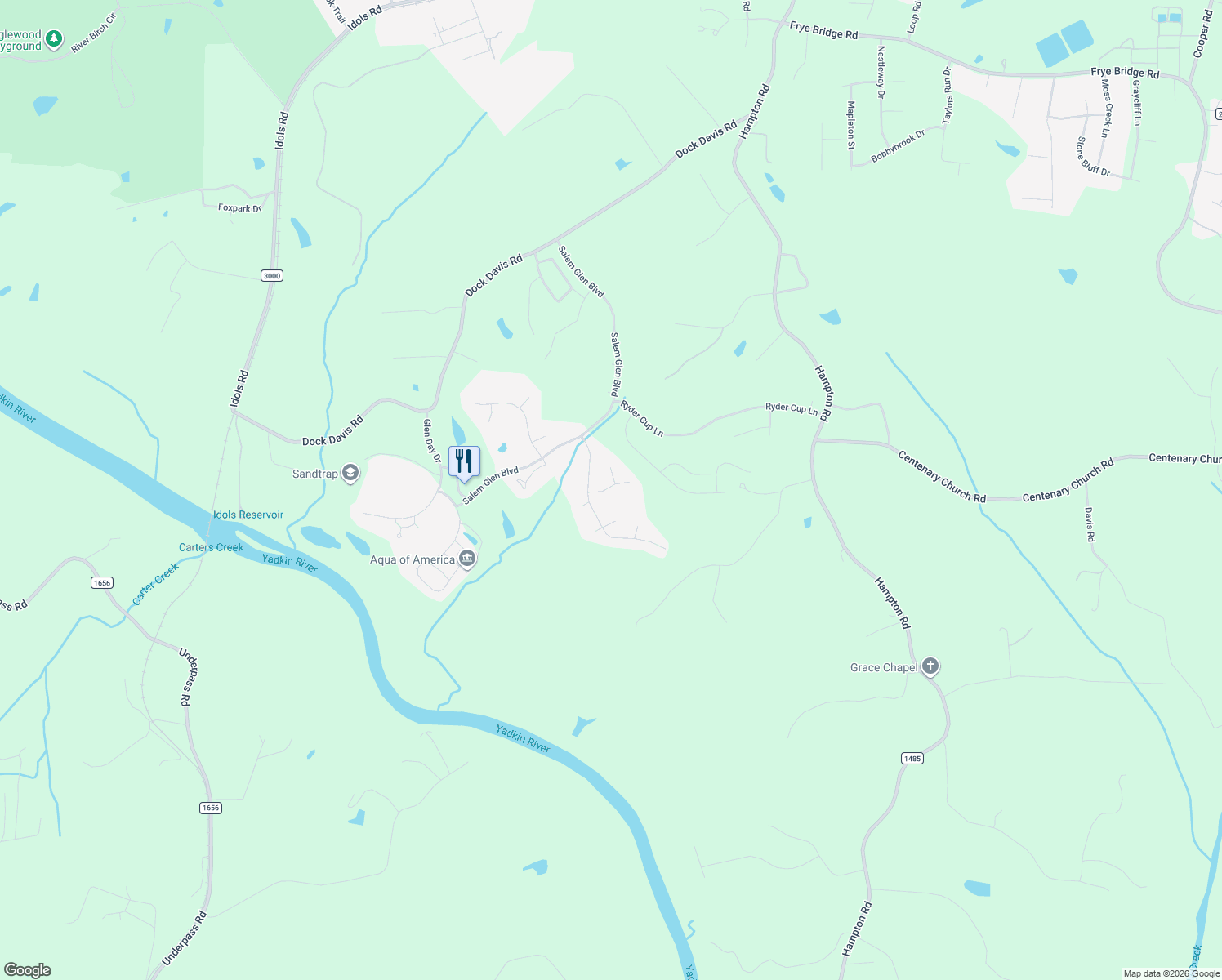 map of restaurants, bars, coffee shops, grocery stores, and more near 2006 Muirfield Place in Clemmons