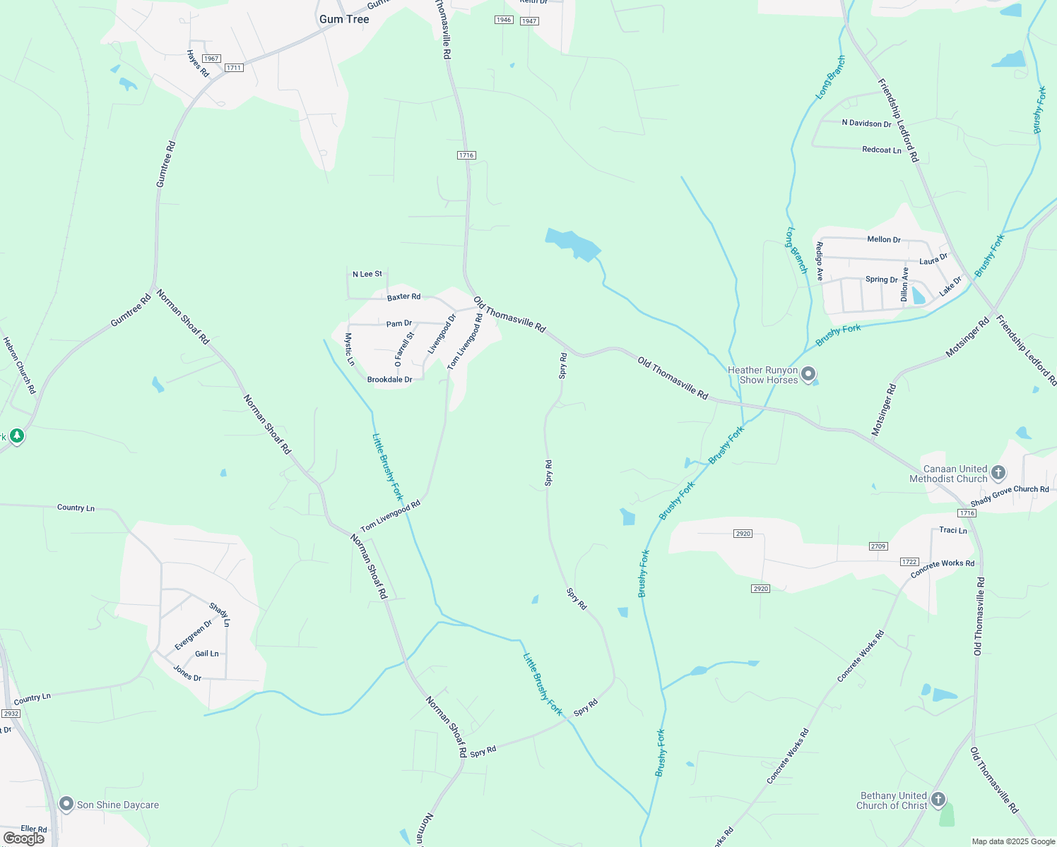 map of restaurants, bars, coffee shops, grocery stores, and more near 1657 Spry Road in Winston-Salem