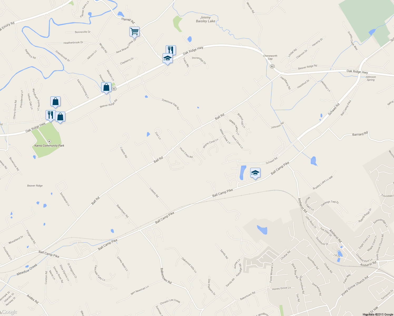 map of restaurants, bars, coffee shops, grocery stores, and more near 3161 Champions Trail Lane in Knoxville