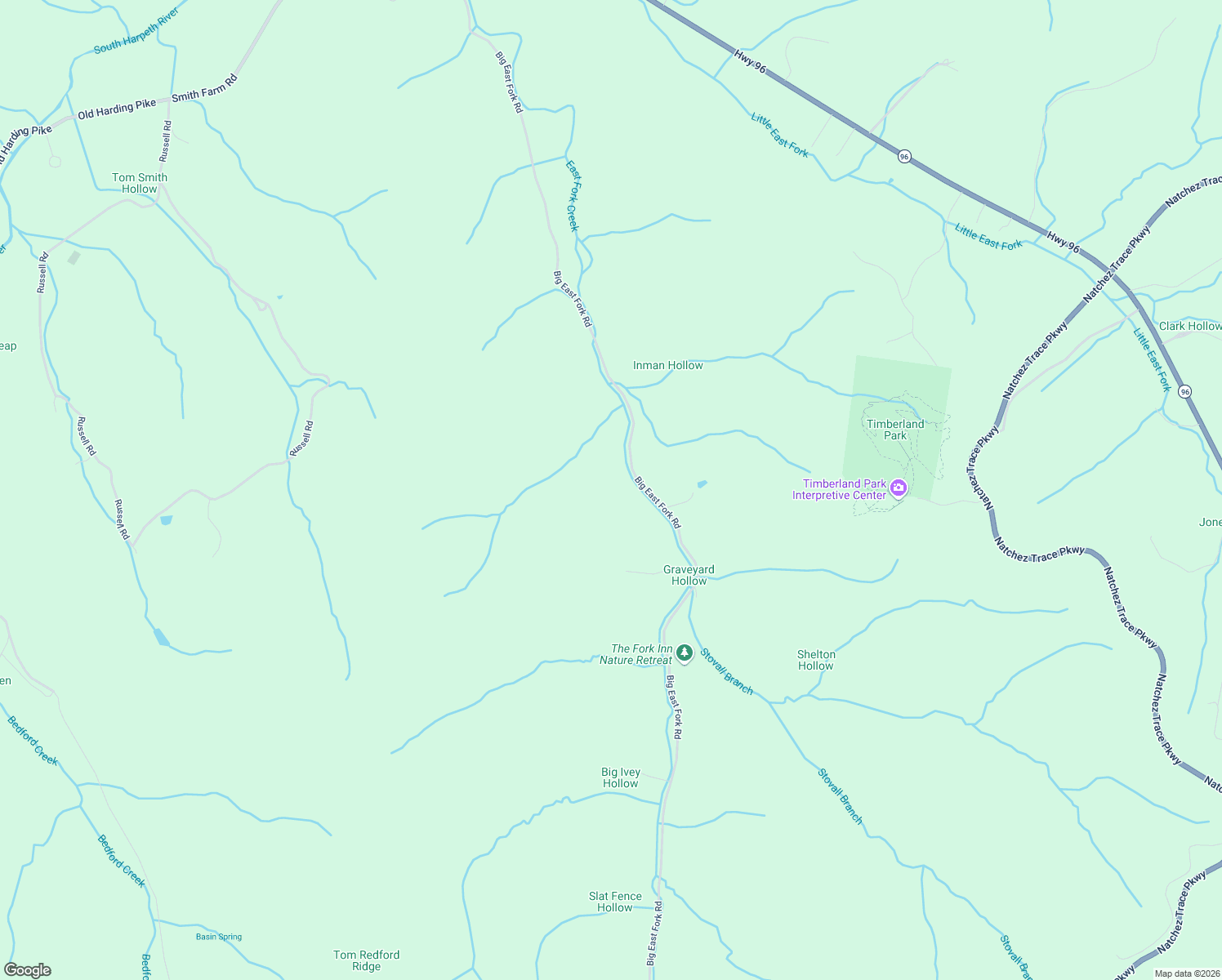 map of restaurants, bars, coffee shops, grocery stores, and more near 5575 Big East Fork Road in Franklin