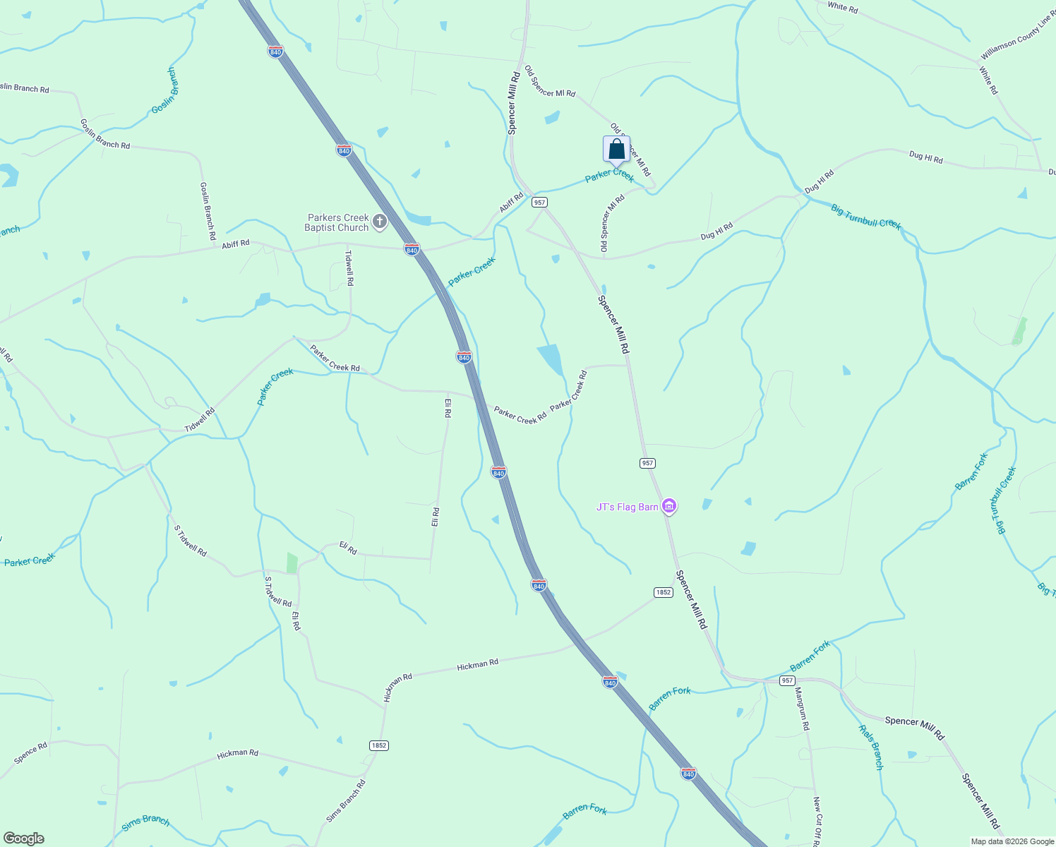 map of restaurants, bars, coffee shops, grocery stores, and more near 800-818 Parker Creek Road in Bon Aqua