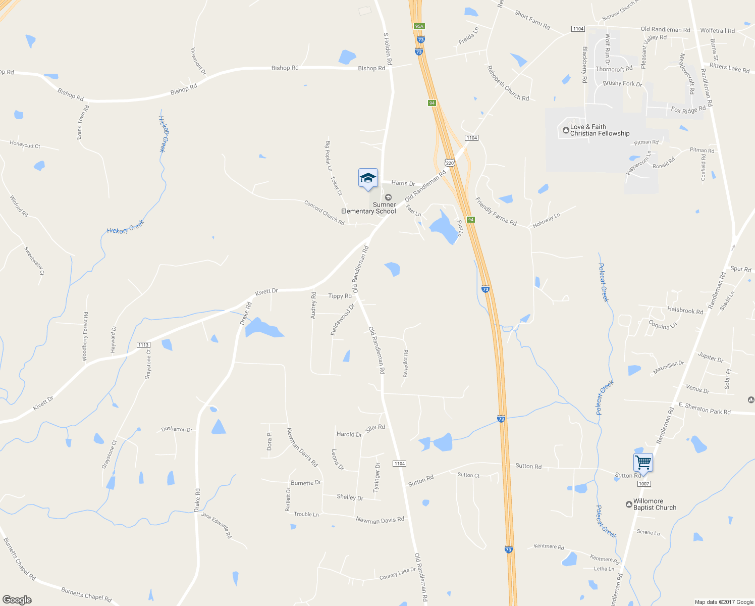 map of restaurants, bars, coffee shops, grocery stores, and more near 5201 Old Randleman Road in Greensboro