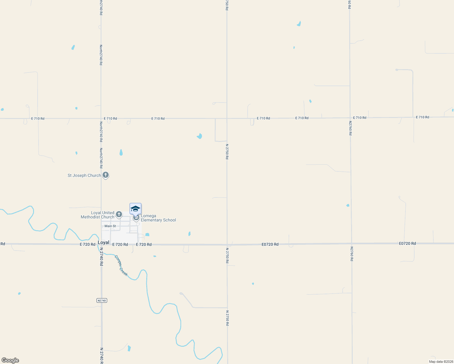 map of restaurants, bars, coffee shops, grocery stores, and more near N2750 Road in Loyal