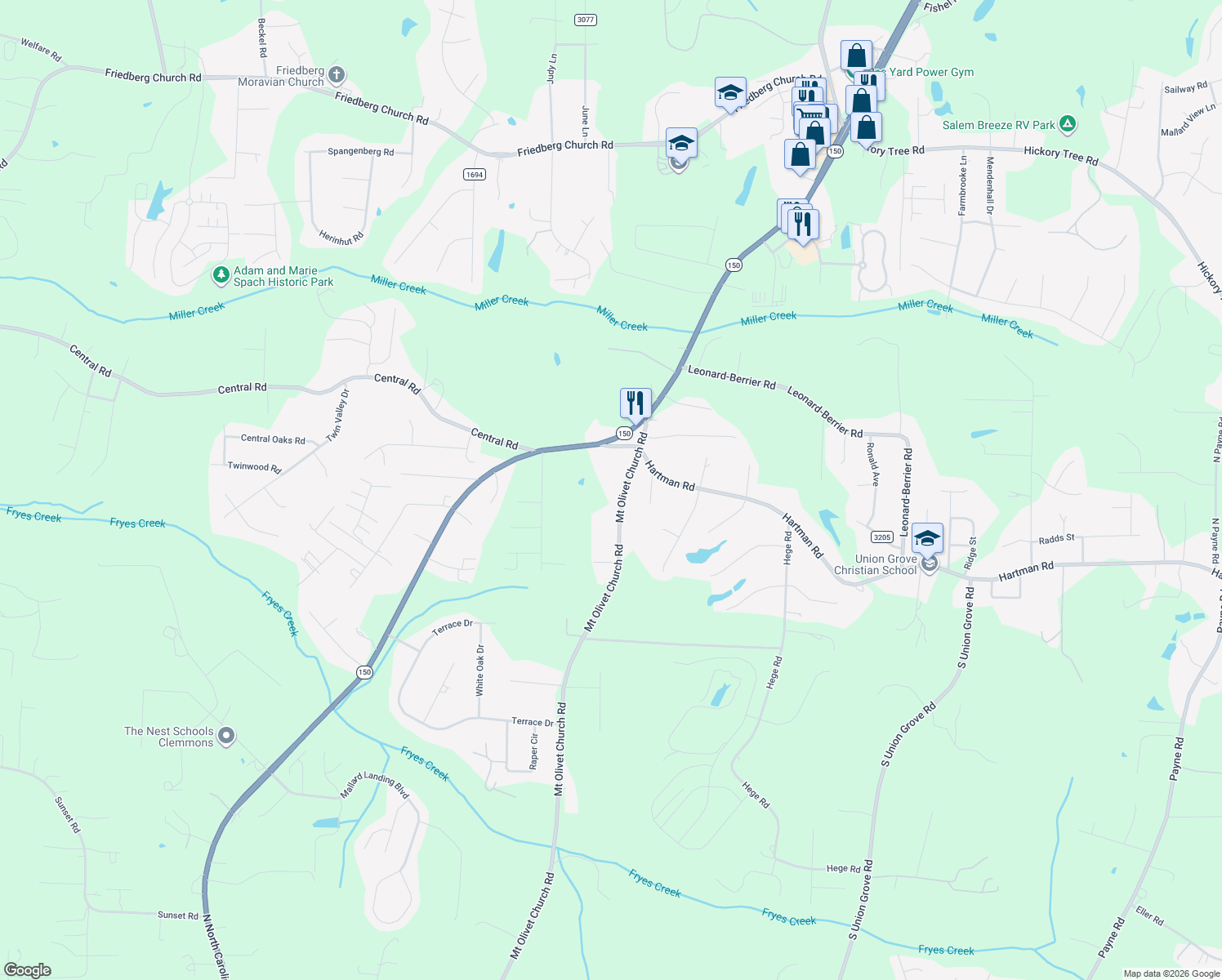 map of restaurants, bars, coffee shops, grocery stores, and more near 1885 Mount Olivet Church Road in Lexington