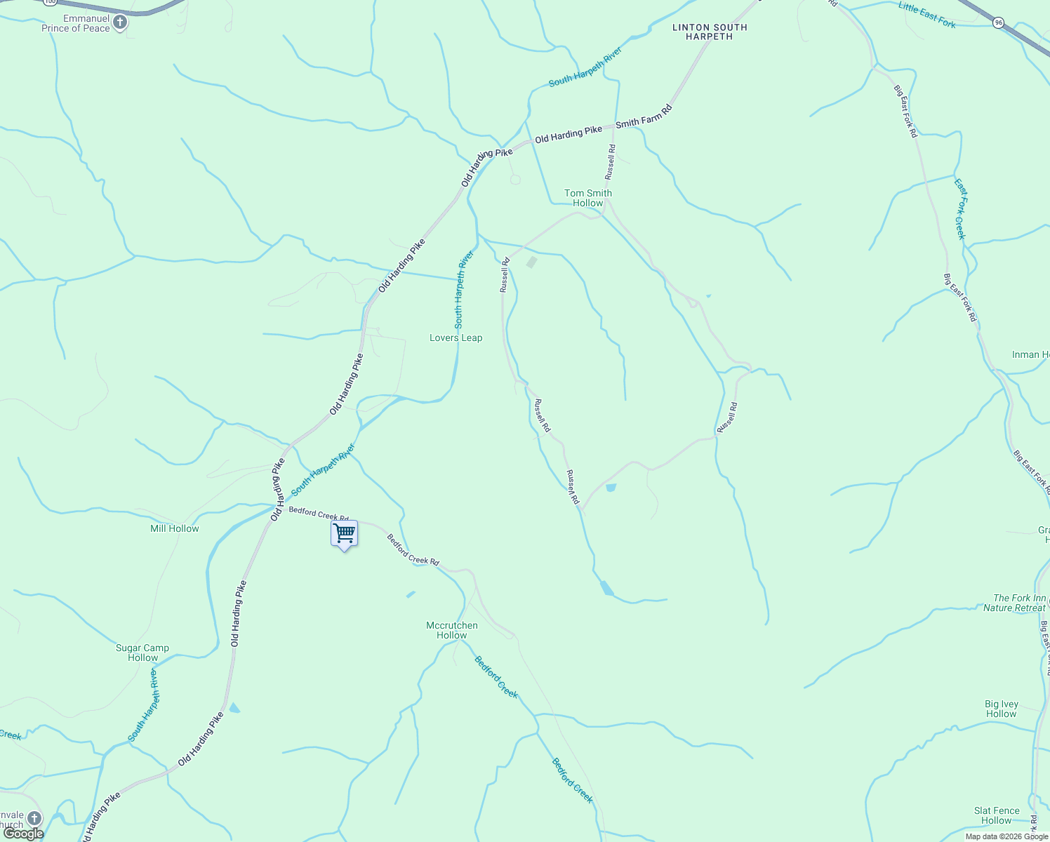 map of restaurants, bars, coffee shops, grocery stores, and more near 5221 Russell Road in Franklin