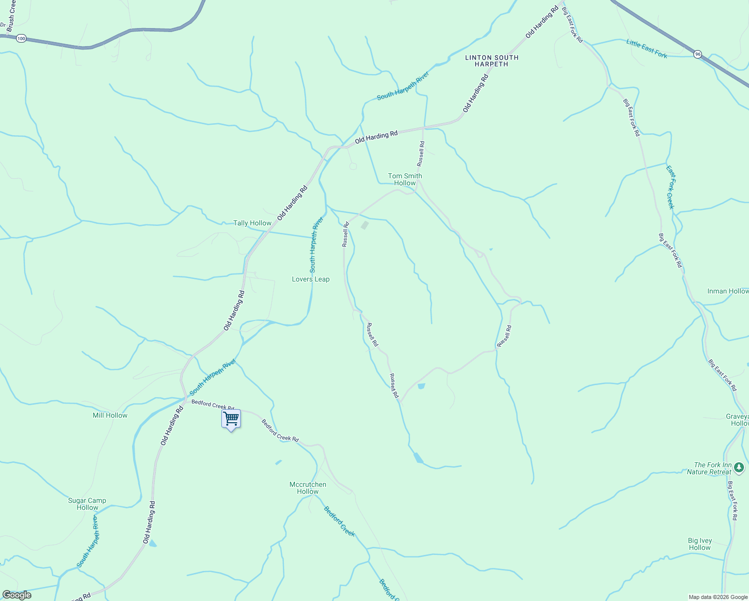 map of restaurants, bars, coffee shops, grocery stores, and more near 5221 Russell Road in Franklin