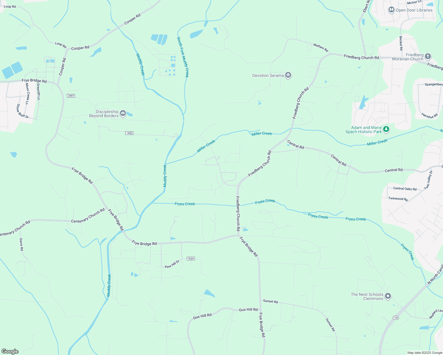 map of restaurants, bars, coffee shops, grocery stores, and more near Old Scott Farm Rd in Clemmons