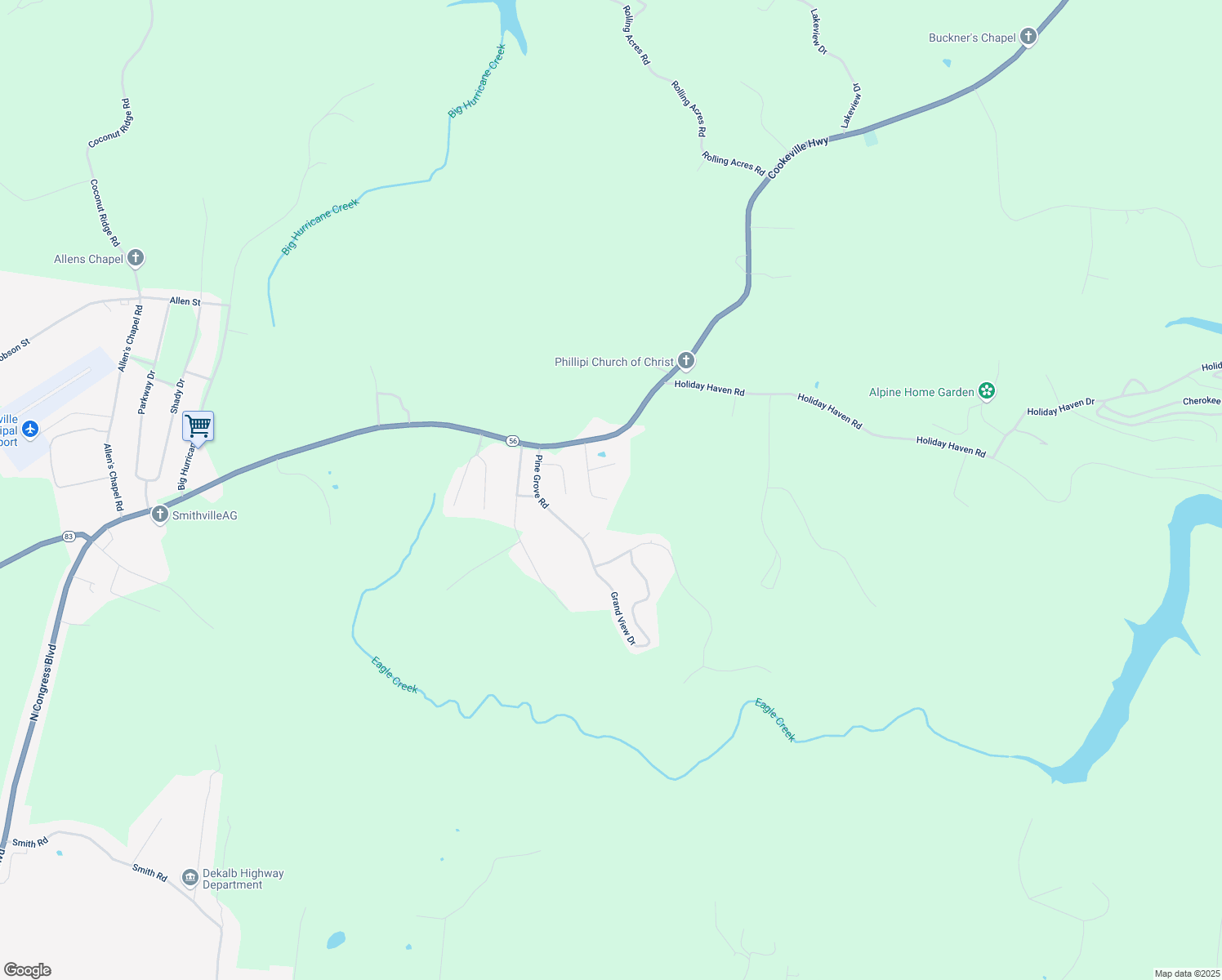 map of restaurants, bars, coffee shops, grocery stores, and more near 289 Poplar St in Smithville