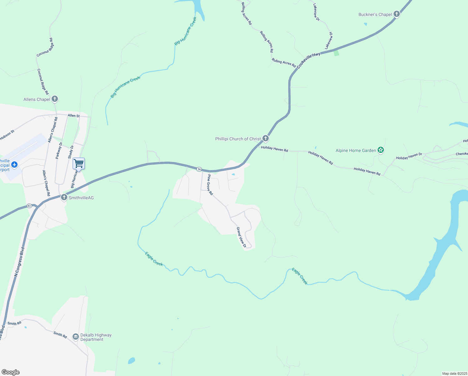 map of restaurants, bars, coffee shops, grocery stores, and more near 289 Poplar Street in Smithville