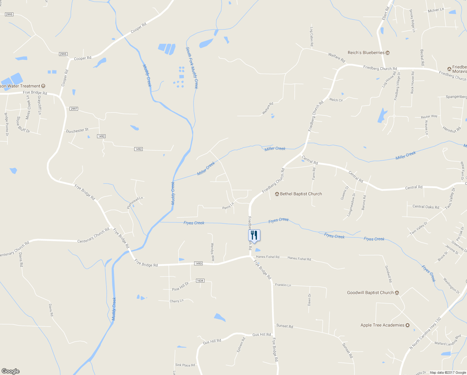 map of restaurants, bars, coffee shops, grocery stores, and more near 129 Penry Lane in Clemmons