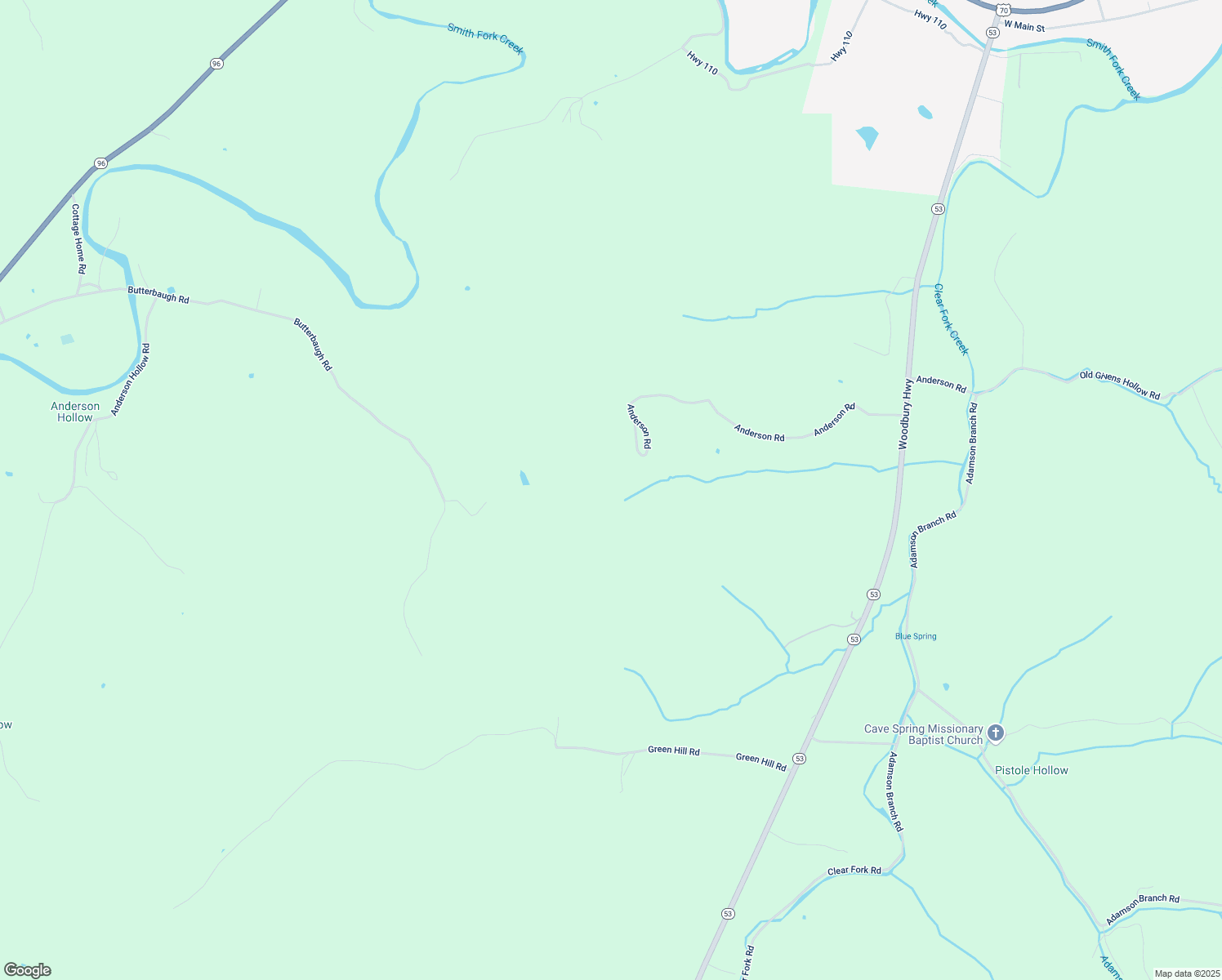map of restaurants, bars, coffee shops, grocery stores, and more near 1275 Anderson Road in Liberty