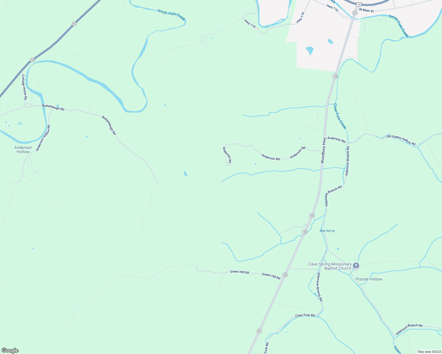 map of restaurants, bars, coffee shops, grocery stores, and more near 1275 Anderson Road in Liberty