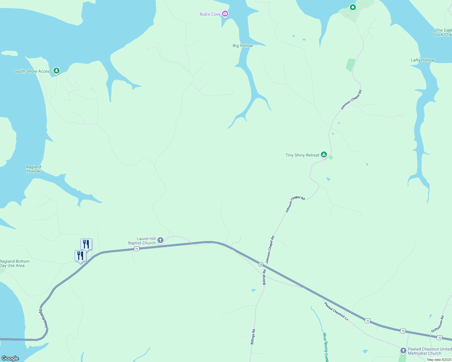 map of restaurants, bars, coffee shops, grocery stores, and more near 380 Alex Lane in Sparta