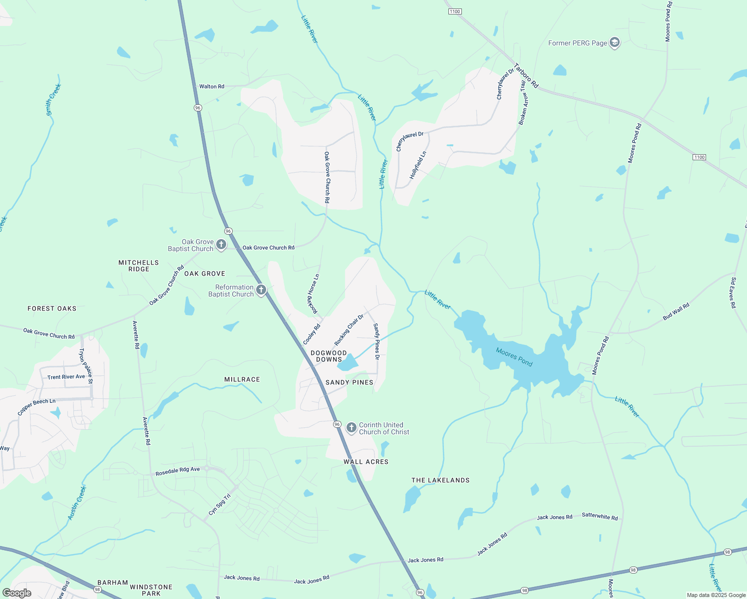 map of restaurants, bars, coffee shops, grocery stores, and more near 5857 Rocking Chair Drive in Youngsville