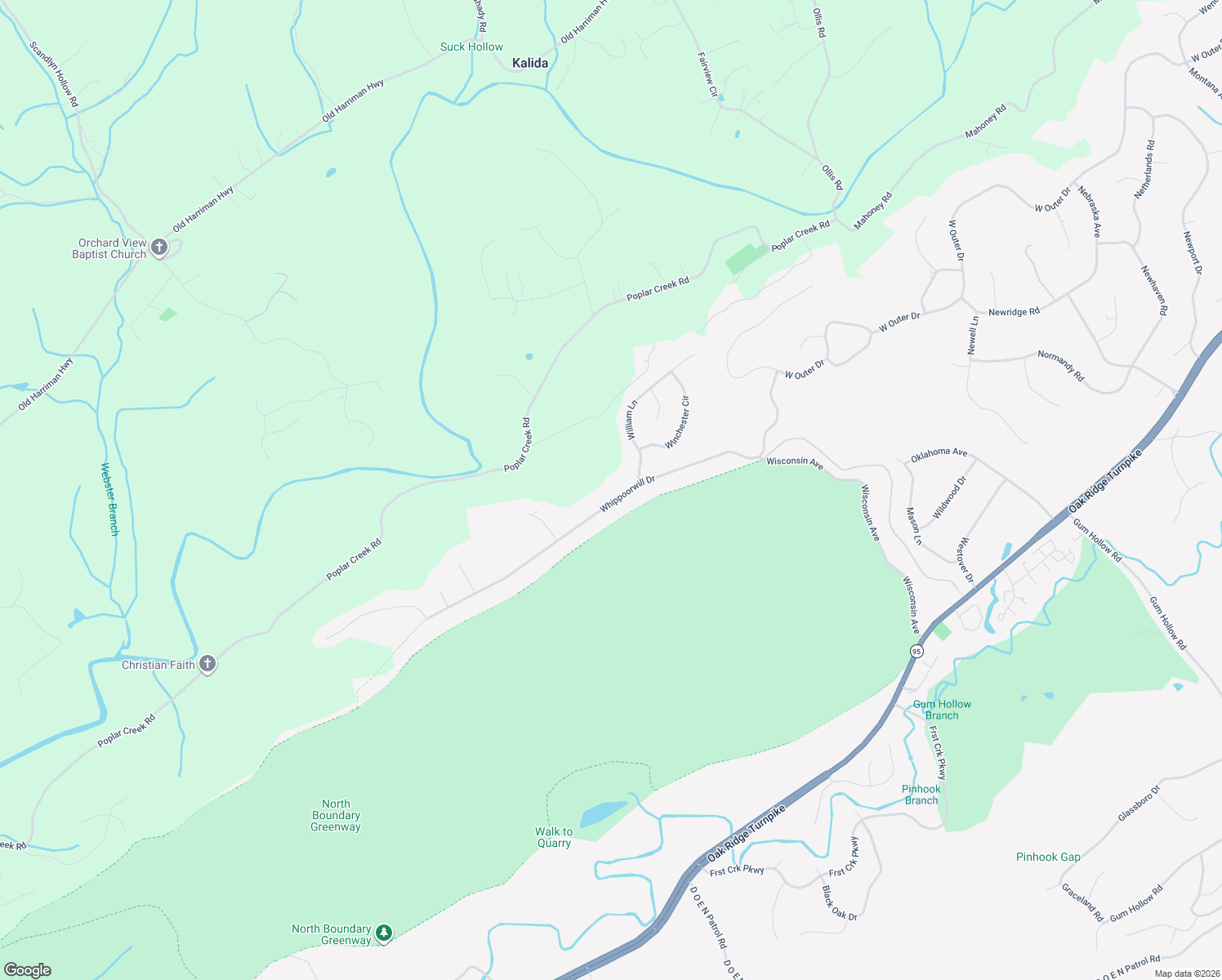map of restaurants, bars, coffee shops, grocery stores, and more near 148 Whippoorwill Drive in Oak Ridge