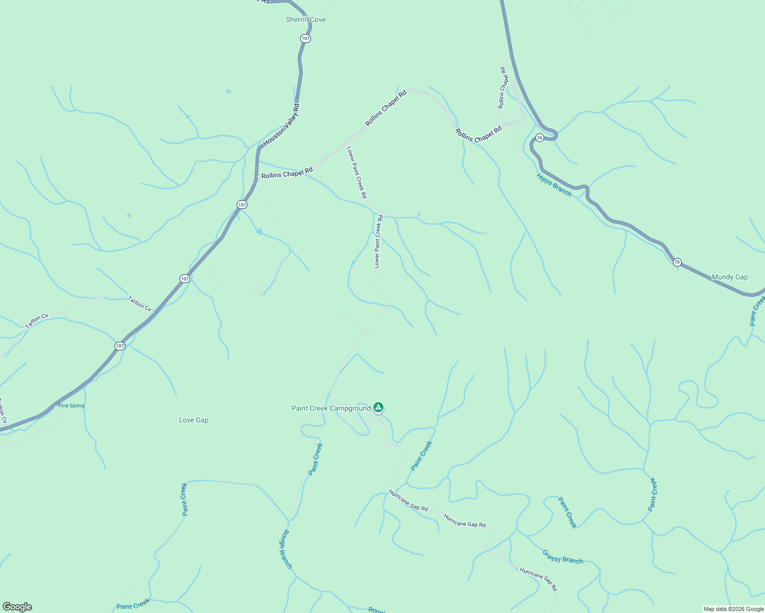 map of restaurants, bars, coffee shops, grocery stores, and more near 1072 Lower Paint Creek Road in Greeneville