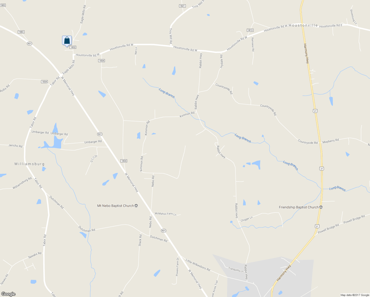 map of restaurants, bars, coffee shops, grocery stores, and more near 538 Kimmon Road in Harmony