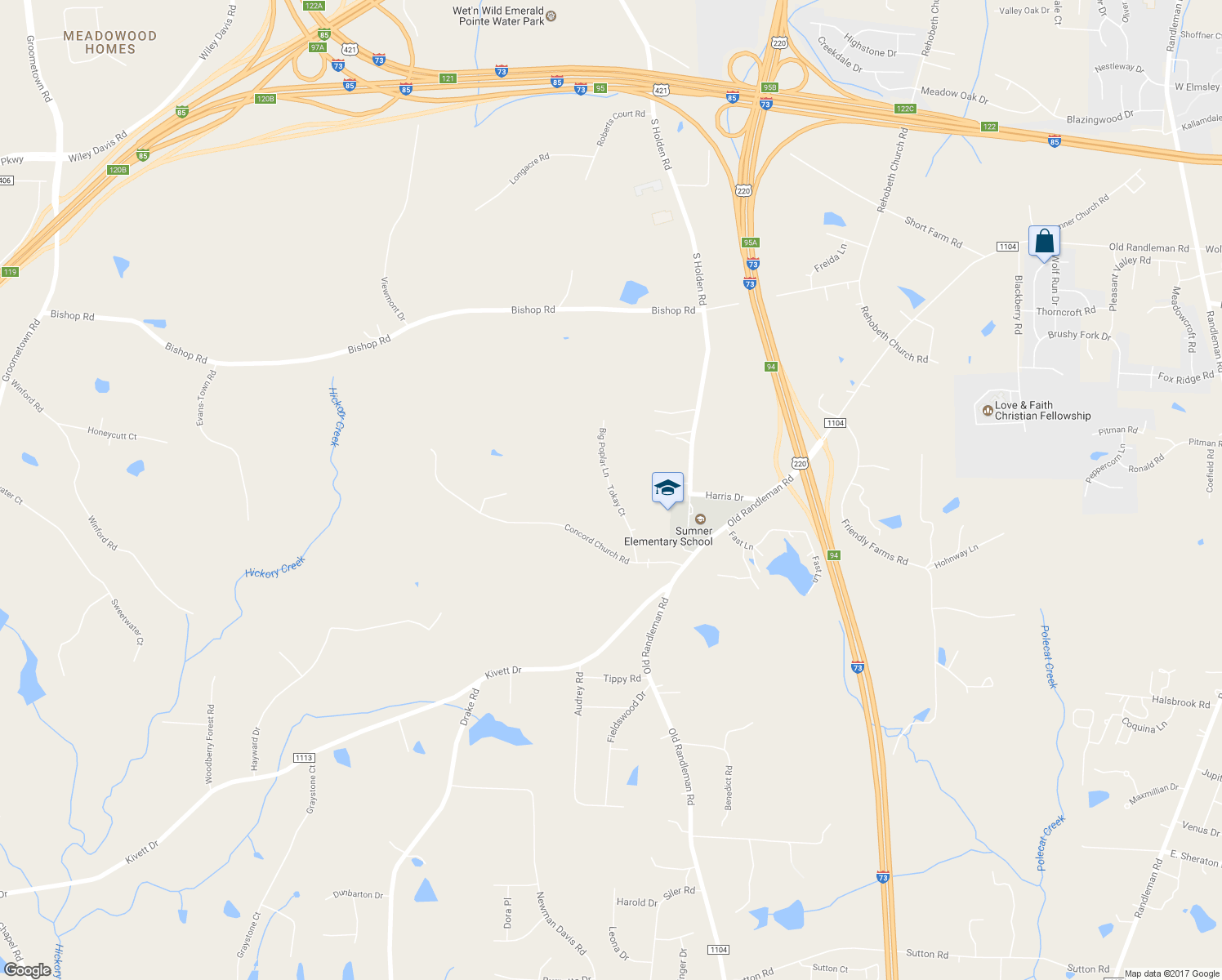 map of restaurants, bars, coffee shops, grocery stores, and more near 4909 Tokay Court in Greensboro