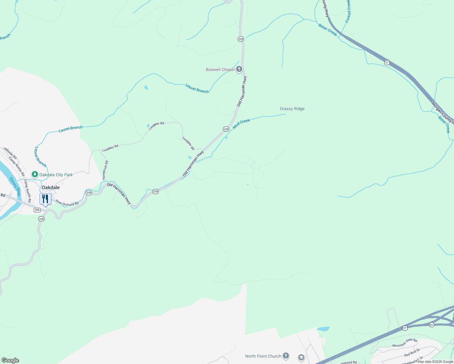 map of restaurants, bars, coffee shops, grocery stores, and more near 533 Blizzard Mines Road in Harriman