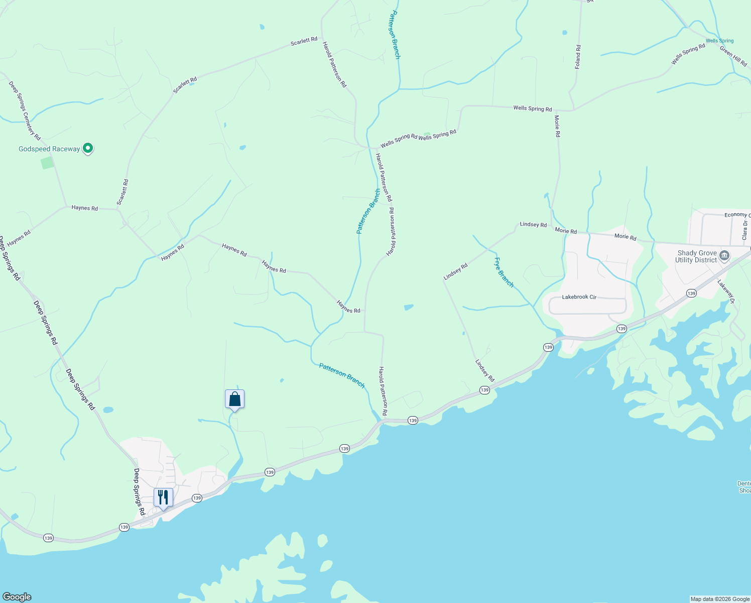 map of restaurants, bars, coffee shops, grocery stores, and more near 1568 Harold Patterson Rd in Dandridge