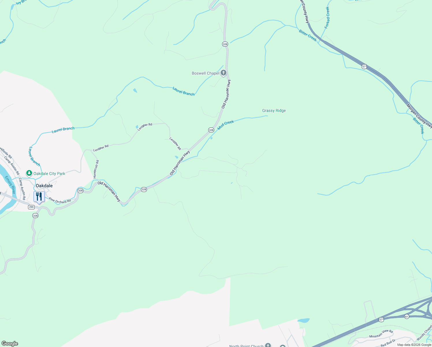 map of restaurants, bars, coffee shops, grocery stores, and more near 533 Blizzard Mines Road in Harriman