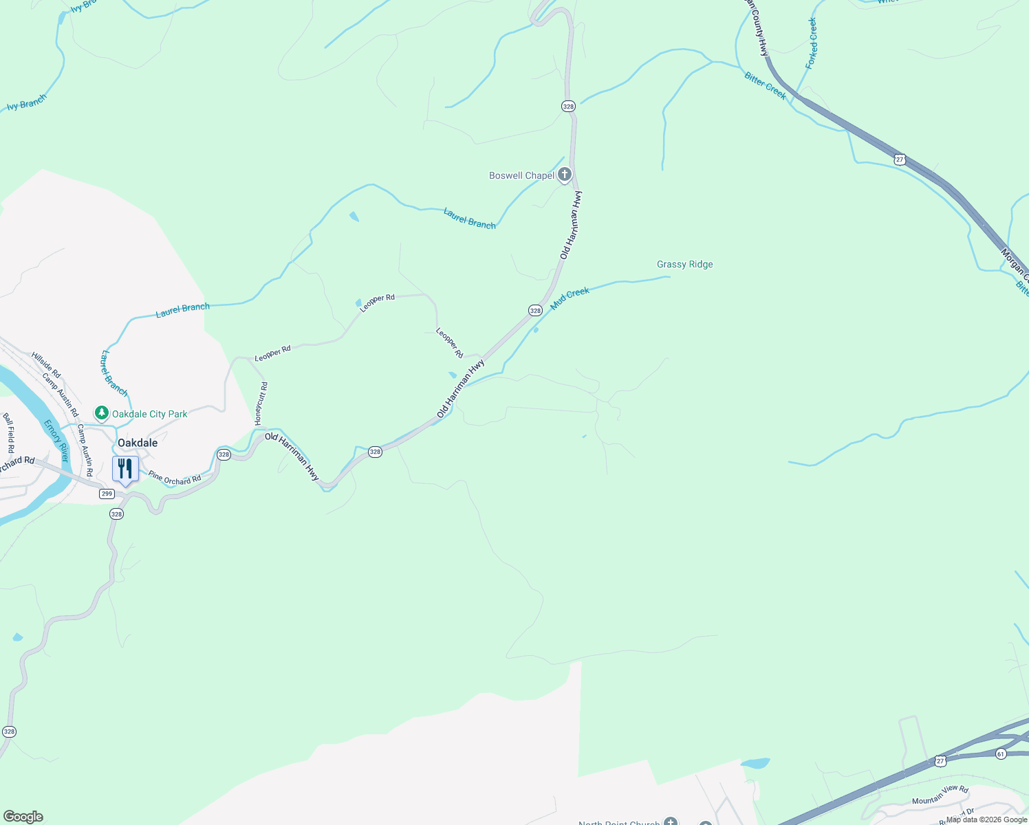 map of restaurants, bars, coffee shops, grocery stores, and more near 555 Blizzard Mines Rd in Harriman
