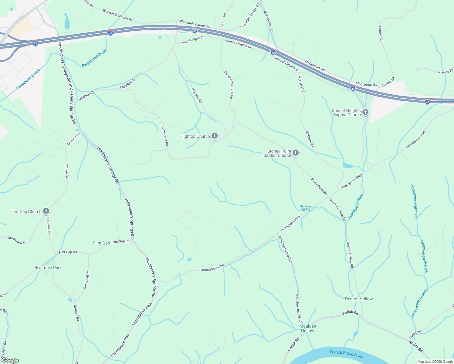 map of restaurants, bars, coffee shops, grocery stores, and more near 1553 Stony Point Road in Knoxville