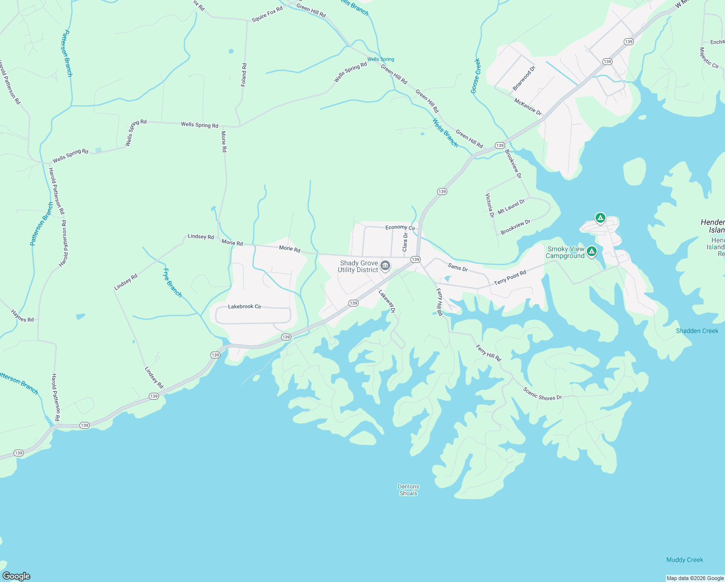 map of restaurants, bars, coffee shops, grocery stores, and more near 1044 Southwind Cir in Dandridge
