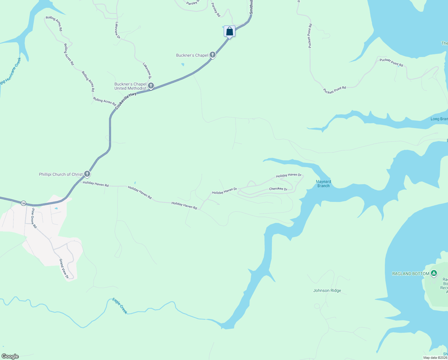map of restaurants, bars, coffee shops, grocery stores, and more near 383 Alpine Drive in Smithville